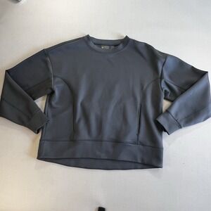 ZELLA Soft Shell Pullover Sweater Women's S  Gray Long Sleeve Crew Neck Pockets